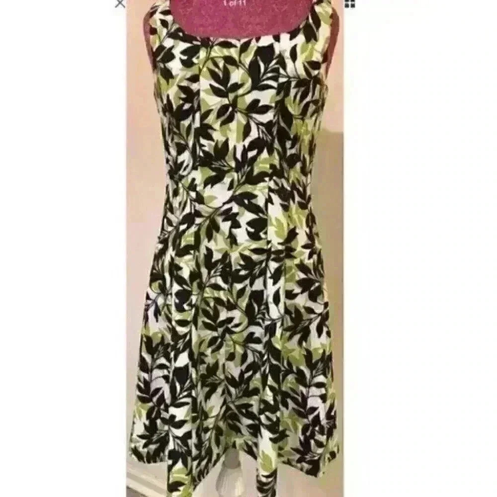 Ronni Nicole Dress White Leaf Print Sz 6 career